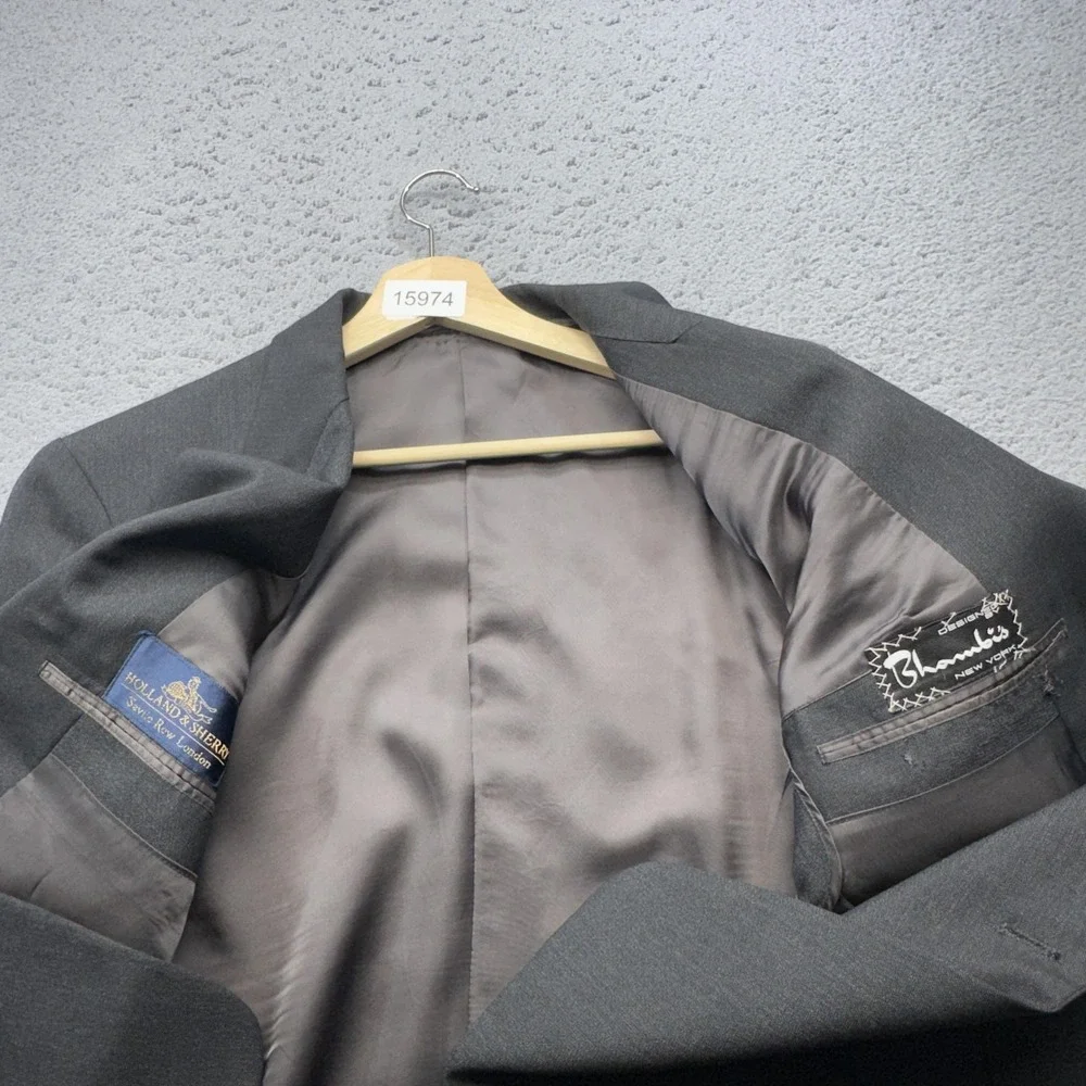 Bhambi's Blazer Mens 40R Gray Wool Holland & Sherry Savile Row Sport Coat Jacket